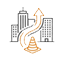 Urban job site maneuverability icon